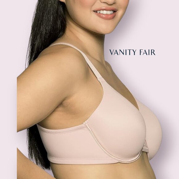Vanity Fair 38DD Stiff Padded Beauty Back Smoothing Minimizer Bra Pale Pink - Picture 1 of 8